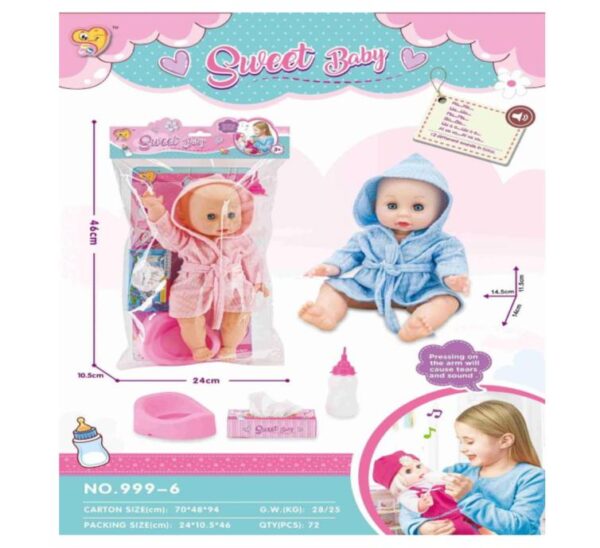 MUNECA BEBE CON SONIDOS 999-6 24X10.5X46CM (72)