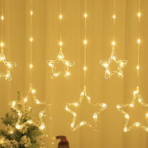 CORTINA DE LUCES CON ESTRELLAS(50)