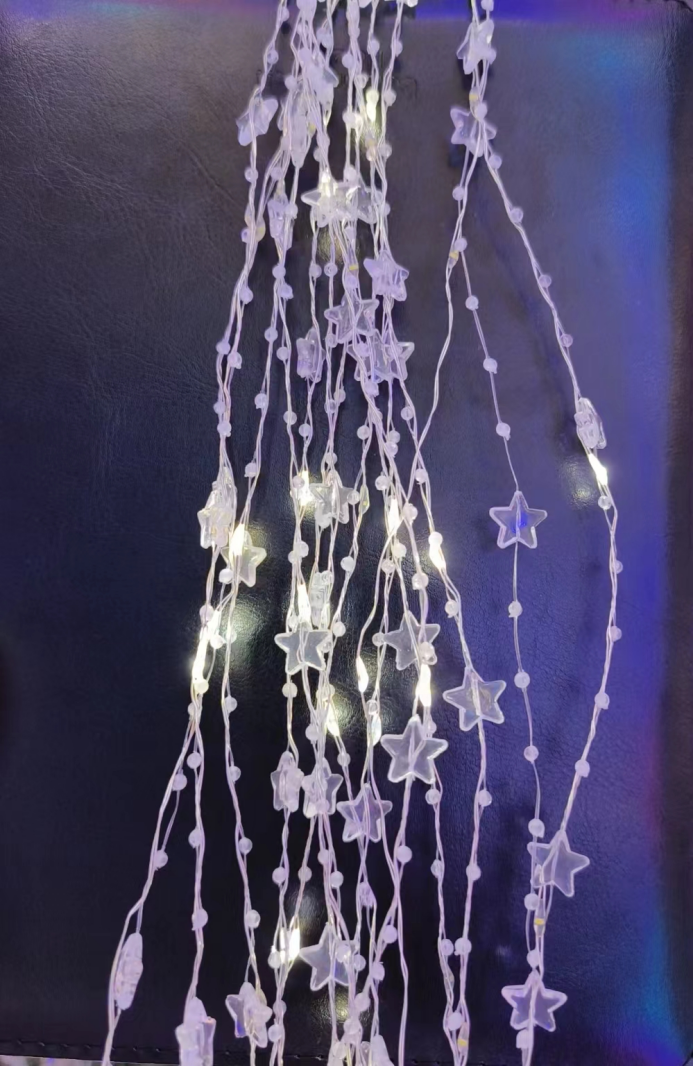 CORTINAS DE PERLA TRANSPARENTES LUZ COLOR BLANCA 3MX1M(100)