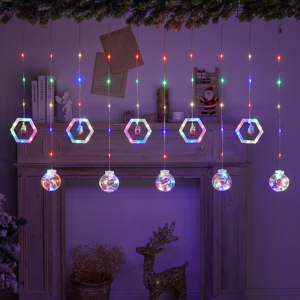 CORTINA NAVIDENA LUZ DE COLORES ANILLO HEX-ESFERAS(50)