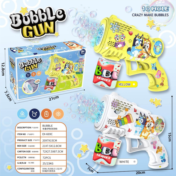PISTOLA DE BURBUJAS CON LUZ EX-669C (72)