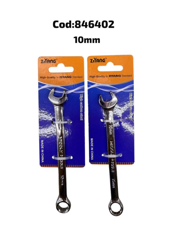 Llave combinada brillante con tarjeta de sujeción, 10 MM (500)