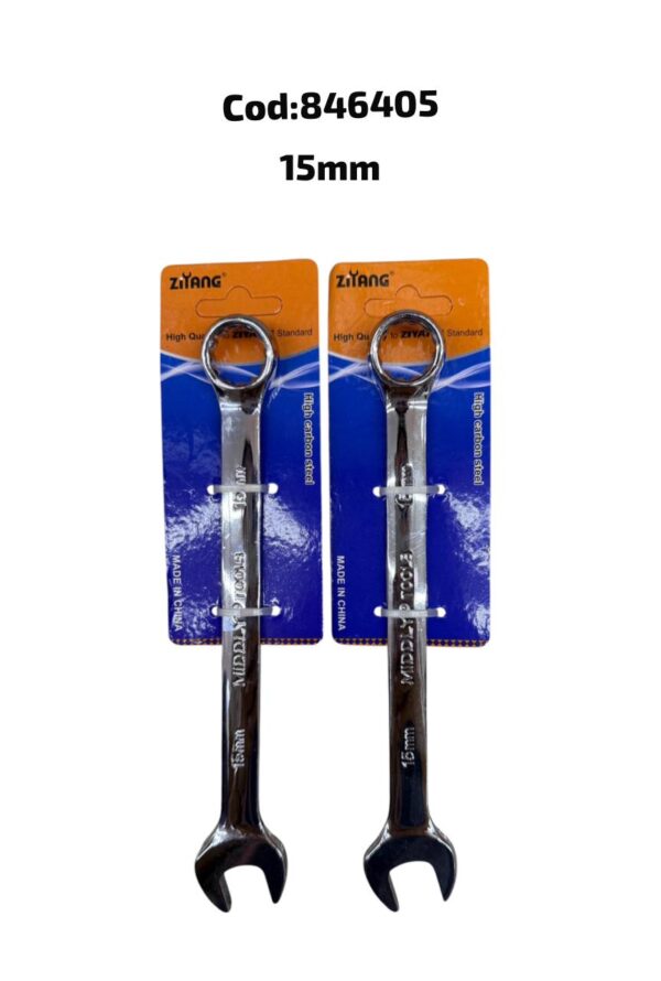 Llave combinada brillante con tarjeta de sujeción, 15 MM(200)