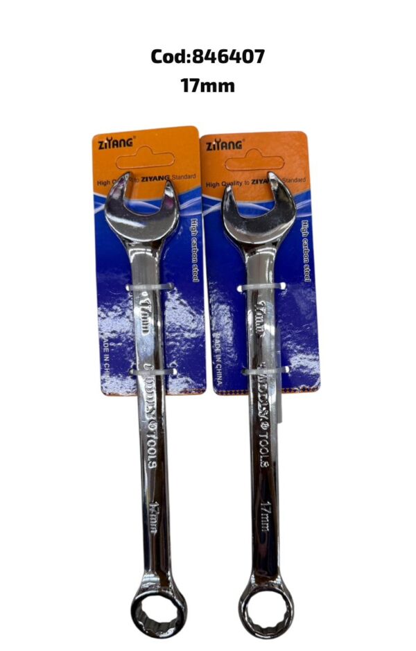 Llave combinada brillante con tarjeta de sujeción, 17 MM(200)