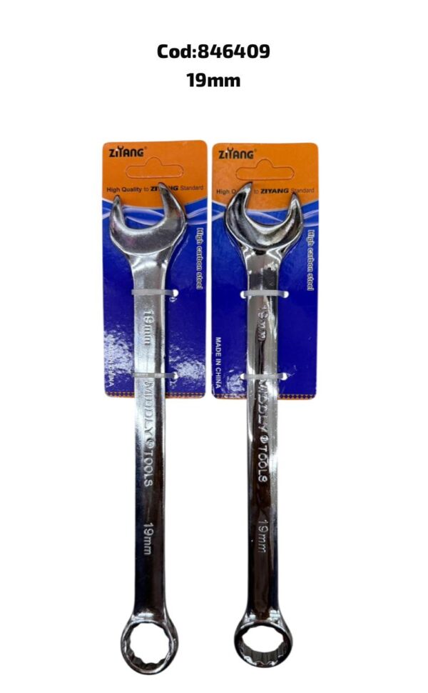 Llave combinada brillante con tarjeta de sujeción, 19 MM(160)