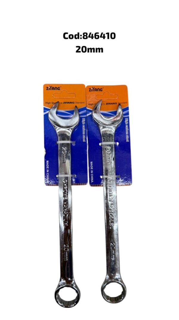 Llave combinada brillante con tarjeta de sujeción, 20 MM(100)