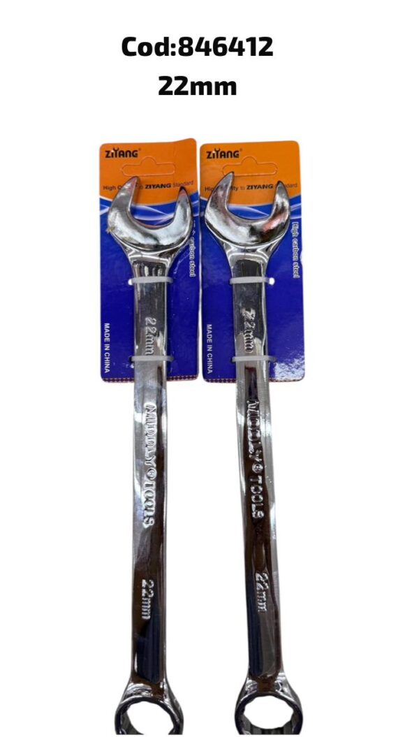 Llave combinada brillante con tarjeta de sujeción, 22 MM(100)