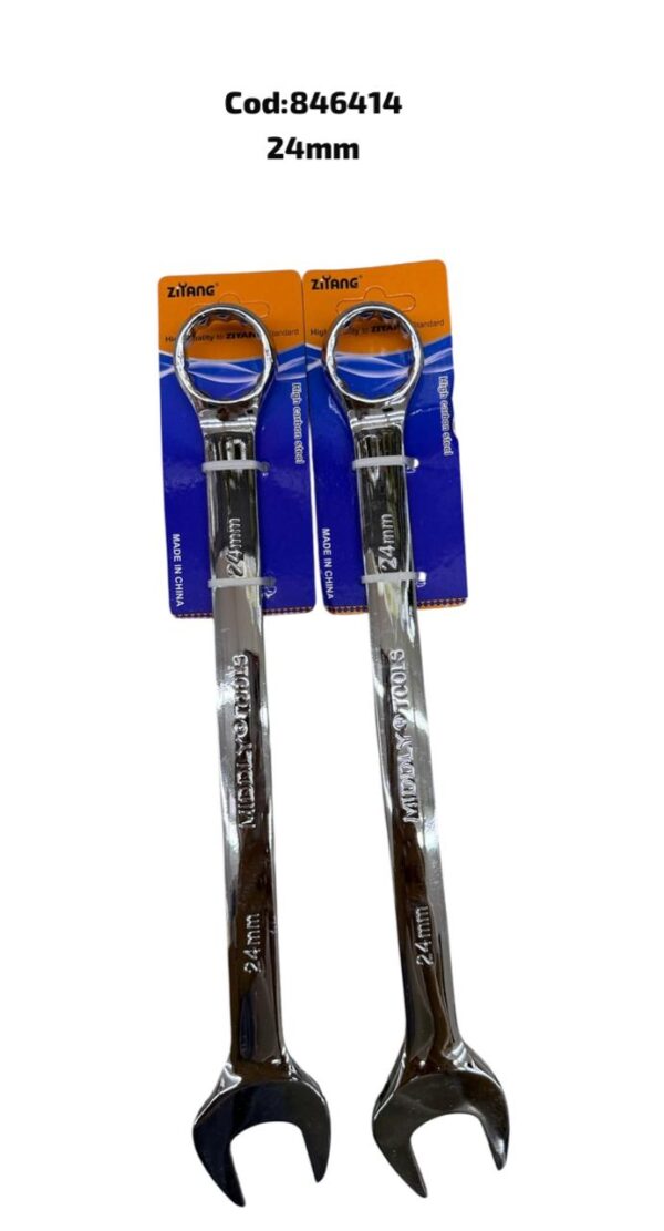 Llave combinada brillante con tarjeta de sujeción, 24 MM(100)