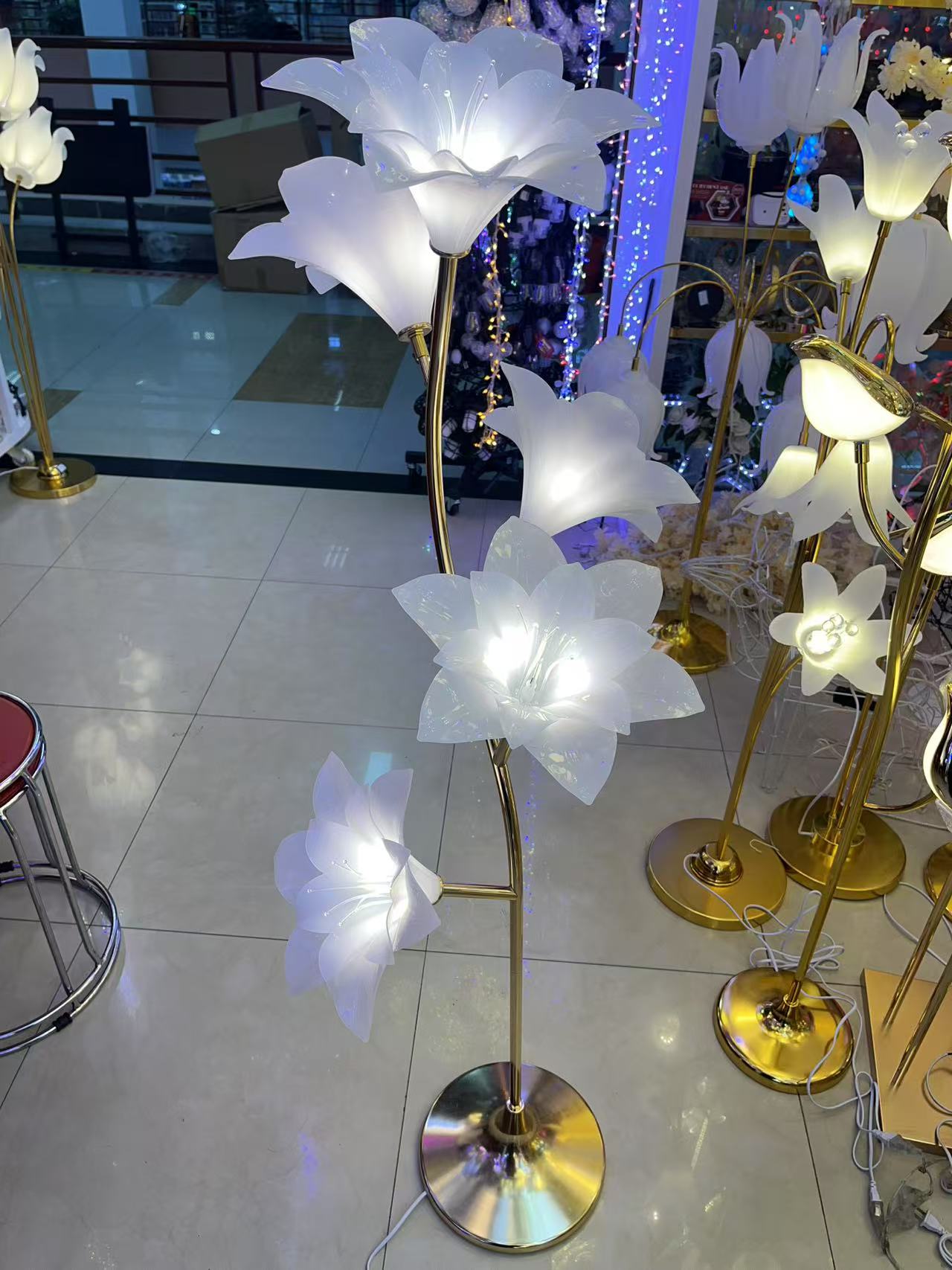 Lámpara floral de calabaza tipo S (luz cálida)(5)