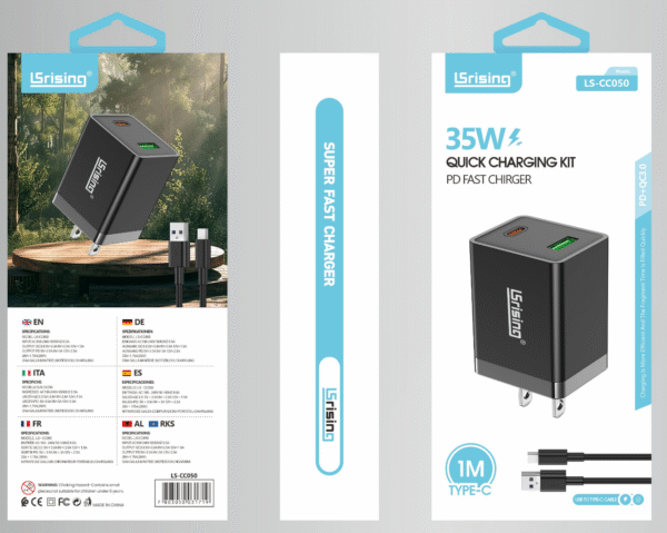 CARGADOR 35W CABLE USB-TIPO C LS-CC050(240)