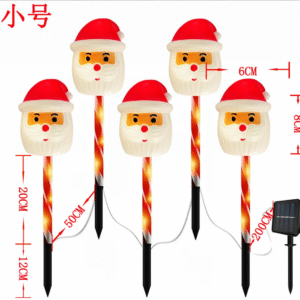 5 LUCES DECORATIVO PAPA NOEL JARDIN RECARGA SOLAR(150)