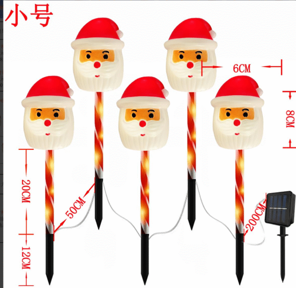 5 LUCES DECORATIVO PAPA NOEL JARDIN RECARGA SOLAR(150)