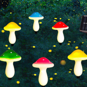 5 LUCES DECORATIVO HONGO JARDIN RECARGA SOLAR(150)