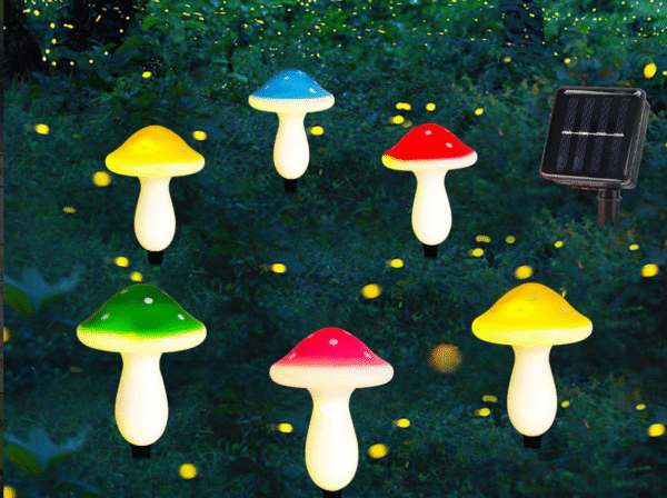 5 LUCES DECORATIVO HONGO JARDIN RECARGA SOLAR(150)