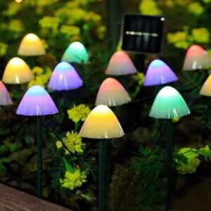 10 LUCES DECORATIVO HONGO JARDIN RECARGA SOLAR(100)