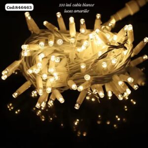 Luz navidena 100 cable blanca luces amarillo(100)