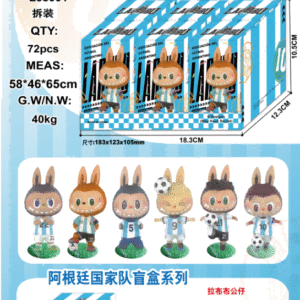 Labubu Argentina con 6 figuras, tarjetas y bases en caja de exhibición UNIDAD (72)