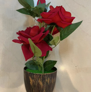HOGAR MACETA ROSA ARTIFICIAL 30CM(120)